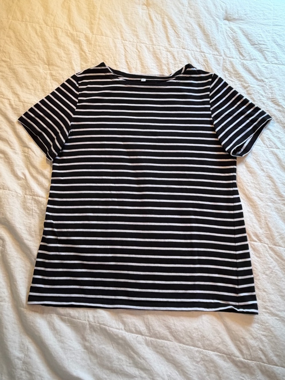 Women's Black and White Striped Short-Sleeve Tee